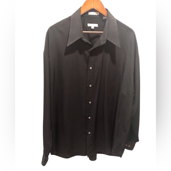 Elliott Classic Black Men's XL 17/17.5 Button Up Silky Shirt L/S Polyester - Picture 1 of 5